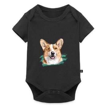 corgi - Baby Premium Kurzarmbody - Schwarz - Vorne
