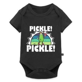 Pickle Pickelball Gurke Schläger Lustig - Baby Premium Kurzarmbody - Schwarz - Vorne
