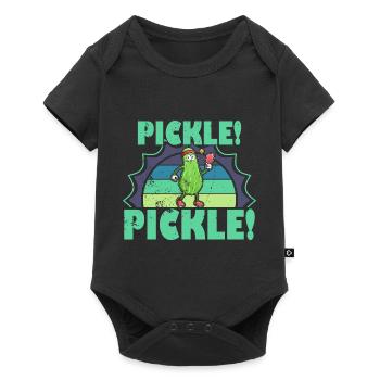 Pickle Pickelball Gurke Schläger Lustig - Baby Premium Kurzarmbody - Schwarz - Vorne