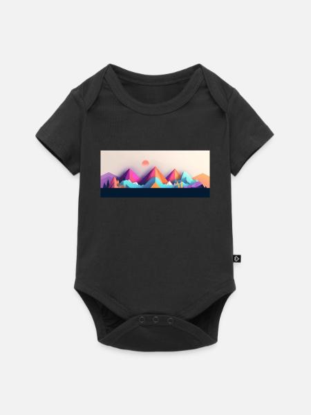 Gebirgslandschaft Geometrische Kunst - Baby Premium Kurzarmbody - Schwarz