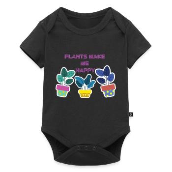 Plants make me happy - Baby Premium short-sleeve bodysuit - black - Front