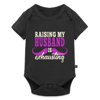 My husband's education is exhausting - Baby Premium short-sleeve bodysuit - black - Front