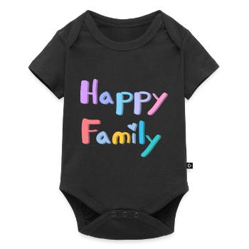 TEXTE DE FAMILLE HEUREUSE - Body à manches courtes Premium Bébé - noir - Devant
