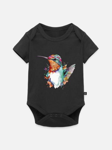 Mimi der Kolibri - Baby Premium Kurzarmbody - Schwarz