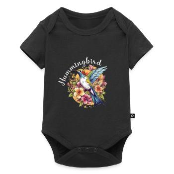 Hummingbird Flowers Bird Animal Art Watercolor Colorful - Baby Premium short-sleeve bodysuit - black - Front