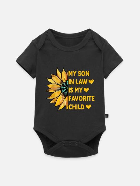 Mijn schoonzoon is mijn favoriete kind zonnebloem - Premium kortærmet baby-body  - sort