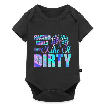 Racing Girls Like It Dirty Drag Racer Muscle Car - Baby Premium Kurzarmbody - Schwarz - Vorne