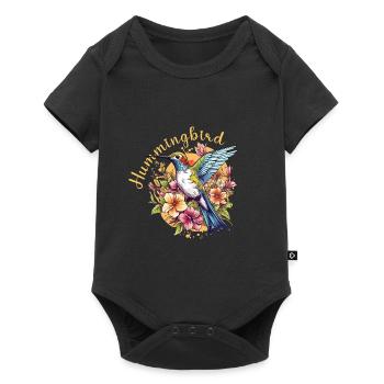 Hummingbird Flowers Bird Animal Art Watercolor Colorful - Baby Premium short-sleeve bodysuit - black - Front