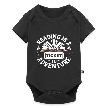 Reading is a ticket to Adventure - Baby Premium short-sleeve bodysuit - black - Front