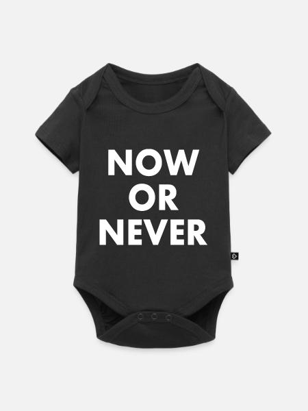 Now or never - Baby Premium Kurzarmbody - Schwarz