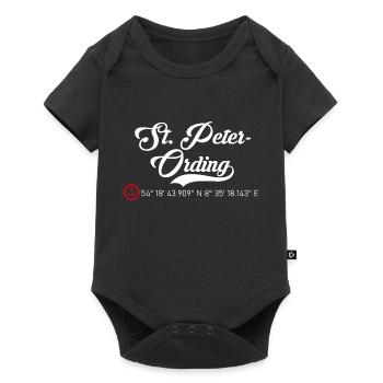 St. Peter Ording roter Anker Koordinaten - Baby Premium Kurzarmbody - Schwarz - Vorne