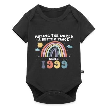Die Welt zu einem besseren Ort machen seit 1999, 24. - Baby Premium Kurzarmbody - Schwarz - Vorne