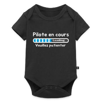 pilote en cours veuillez patienter humour design - Body à manches courtes Premium Bébé - noir - Devant