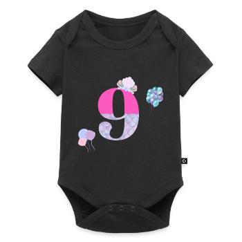9th birthday mermaid - Baby Premium short-sleeve bodysuit - black - Front