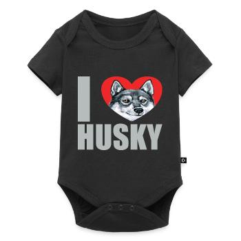 Husky Glitter Dog Owner Dog Hair - Body à manches courtes Premium Bébé - noir - Devant