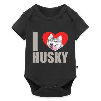 Husky Glitter Dog Owner Dog Hair - Body à manches courtes Premium Bébé - noir - Devant