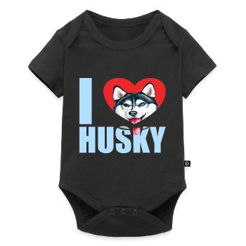 Husky Glitter Dog Owner Dog Hair - Body à manches courtes Premium Bébé - noir - Devant