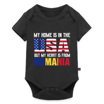 Ma maison est aux États-Unis mais mon cœur vient de Roumanie - Body à manches courtes Premium Bébé - noir - Devant
