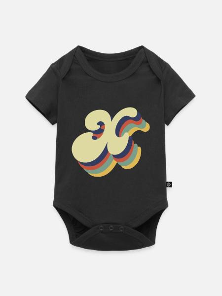 Retro x Buchstabe - Baby Premium Kurzarmbody - Schwarz