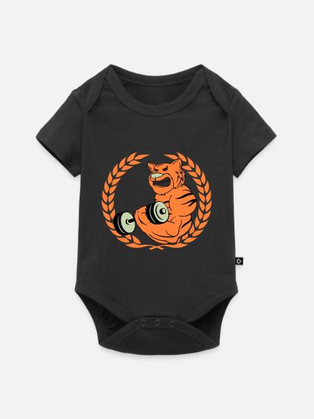 tiger muskeln bodybuilder - Baby Premium Kurzarmbody - Schwarz