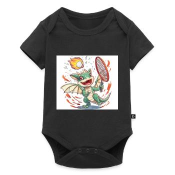 Badminton Drache - Baby Premium Kurzarmbody - Schwarz - Vorne
