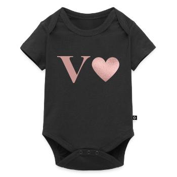 Letter V Heart Rose Gold - Baby Premium short-sleeve bodysuit - black - Front