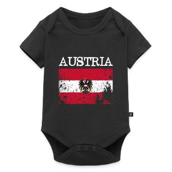 Austria Österreich Grunge Flag Flagge - Baby Premium short-sleeve bodysuit - black - Front