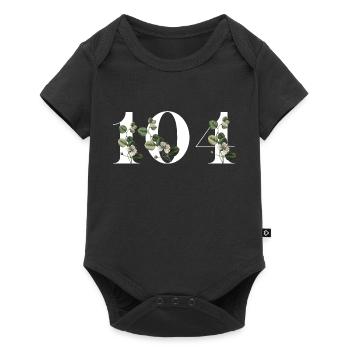 Numéro 104 floral vert - 104e anniversaire floral - Body à manches courtes Premium Bébé - noir - Devant