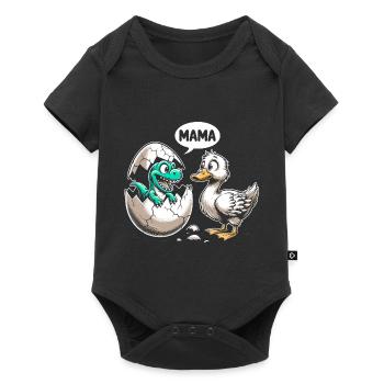 Dino trifft Entlein - Baby Premium Kurzarmbody - Schwarz - Vorne