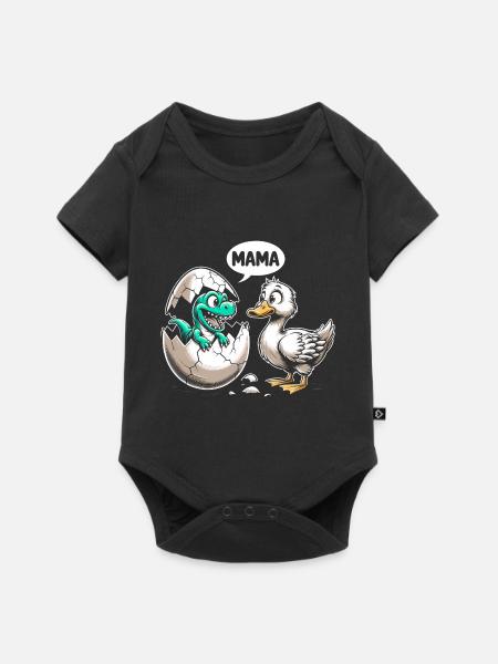 Dino trifft Entlein - Baby Premium Kurzarmbody - Schwarz