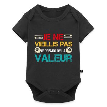 Je ne vieillis pas, je prends de la valeur - Body à manches courtes Premium Bébé - noir - Devant