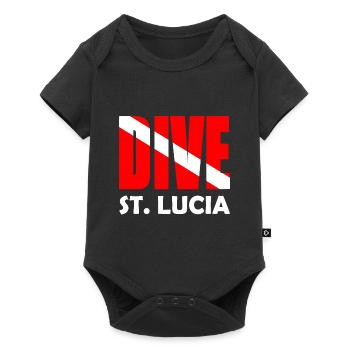 Dive St. Lucia - Diver Down Flag Scuba Diving - Baby Premium short-sleeve bodysuit - black - Front