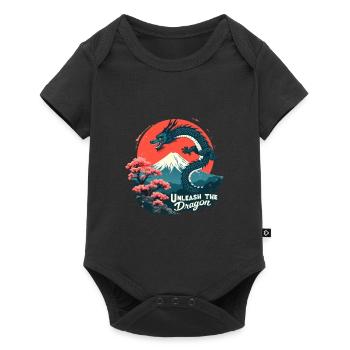 Japanese Dragon at Mount Fuji with Cherry Blossoms - Baby Premium short-sleeve bodysuit - black - Front