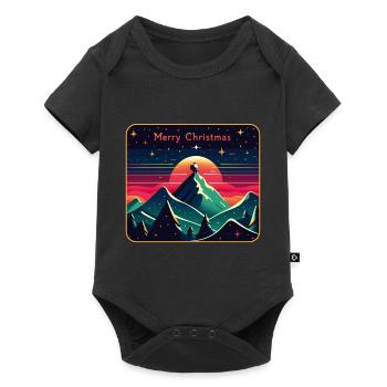 Père Noël sur la montagne avec ciel étoilé - Body à manches courtes Premium Bébé - noir - Devant