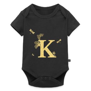 Letter k Golden Glitter Dragonfly - Gift Idea - Baby Premium short-sleeve bodysuit - black - Front