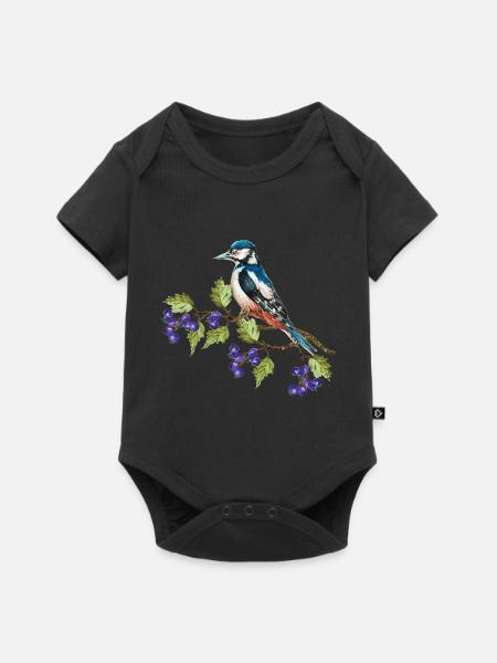 Bunter Vogel - Baby Premium Kurzarmbody - Schwarz