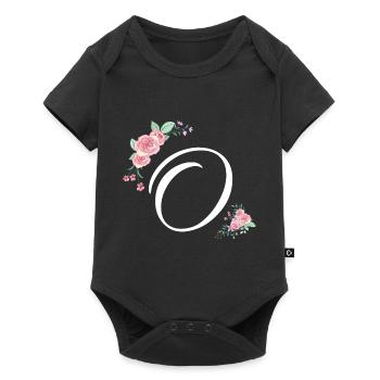 Letter o flowers - Baby Premium short-sleeve bodysuit - black - Front