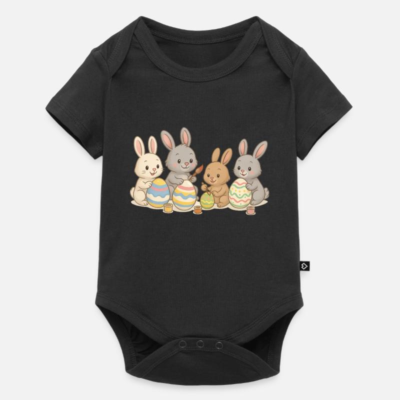 Les amis lapins peignent des œufs de Pâques - Sweet Easter design - Body à manches courtes Premium Bébé - noir