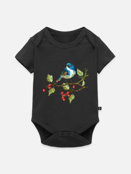 Bunter Vogel - Baby Premium Kurzarmbody - Schwarz