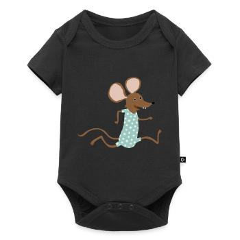Maus geht baden - Baby Premium Kurzarmbody - Schwarz - Vorne