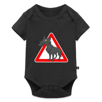 Wolf - Baby Premium Kurzarmbody - Schwarz - Vorne