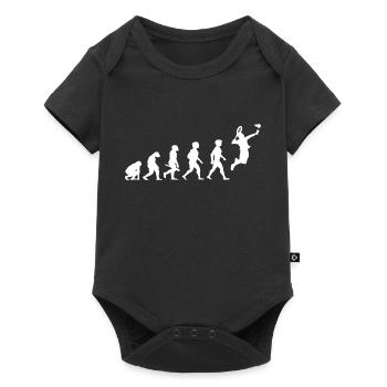 Evolution Badminton Federball Shuttlecock Spieler - Baby Premium Kurzarmbody - Schwarz - Vorne