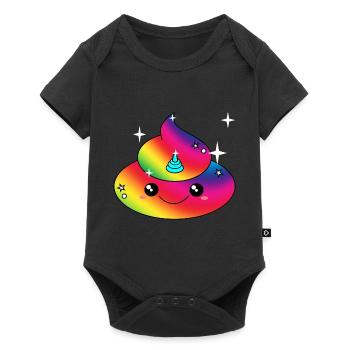 Poopicorn Poop Einhorn Kacke Shirt Geschenk - Baby Premium Kurzarmbody - Schwarz - Vorne