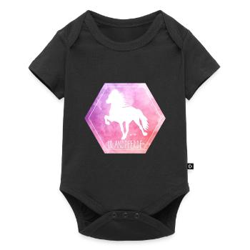 Islandpferd "Hexagon" - Baby Premium Kurzarmbody - Schwarz - Vorne