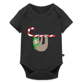St. Nicholas Christmas Sloth Candy Cane - Baby Premium short-sleeve bodysuit - black - Front
