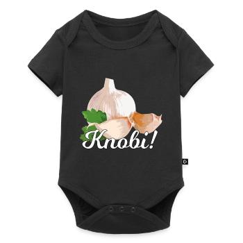 Garlic / white writing - Baby Premium short-sleeve bodysuit - black - Front