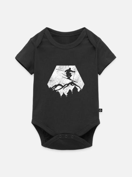 Ski Wintersport Alpen Berge Piste Polygon - Baby Premium Kurzarmbody - Schwarz