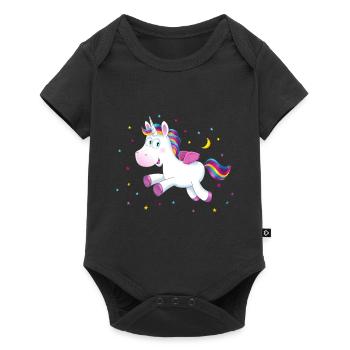 Einhorn kleines süsses Unicorn Geschenk - Baby Premium Kurzarmbody - Schwarz - Vorne