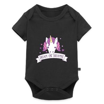 rêver sur rêveur! avec une licorne mignonne - Body à manches courtes Premium Bébé - noir - Devant