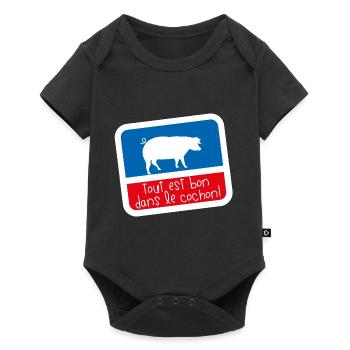 Bleu blanc rouge Humour tout est bon dans cochon - Body à manches courtes Premium Bébé - noir - Devant